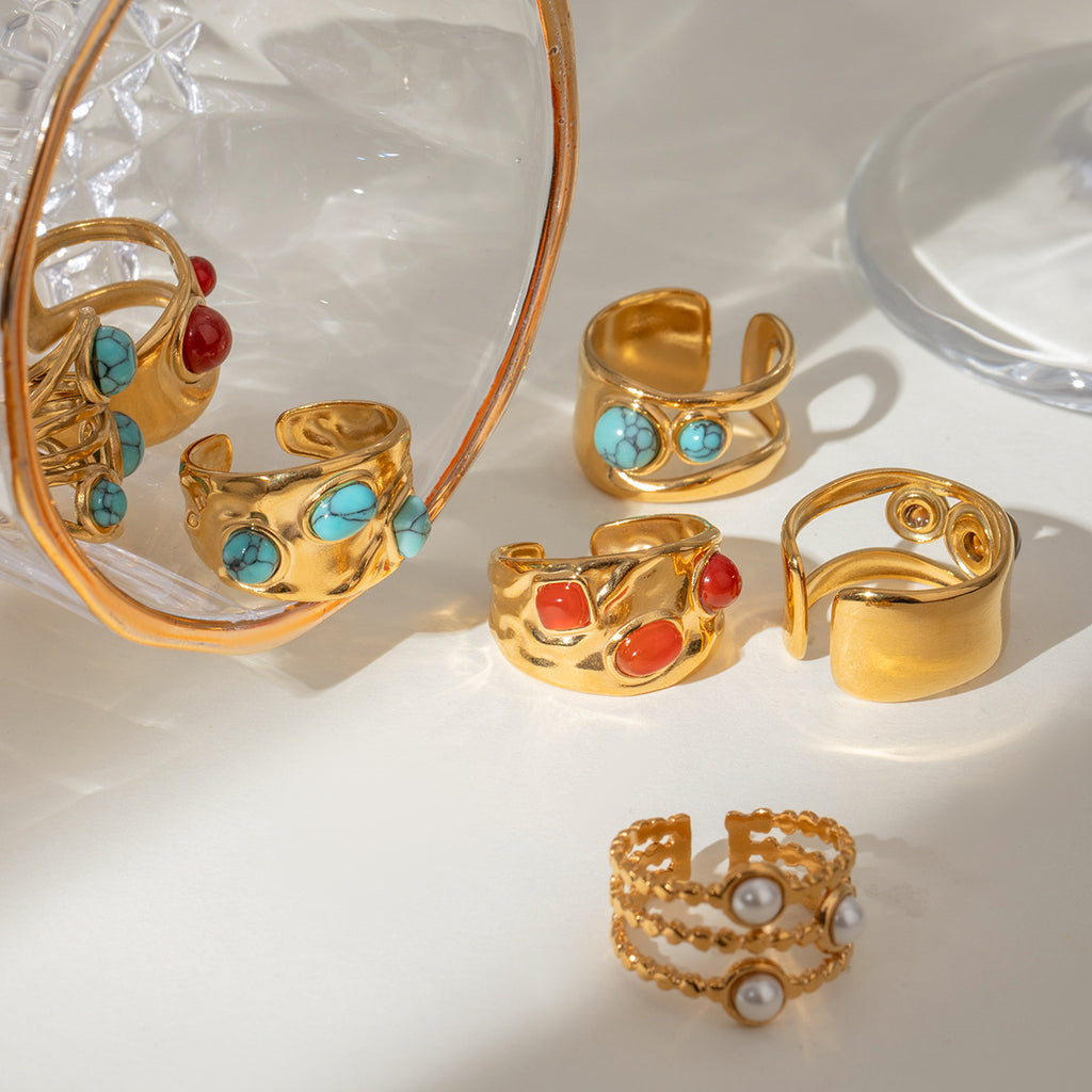 Damen Offenes Armband mit kunstvollem Design und zwei geschliffenen Edelsteinen Shop Nory