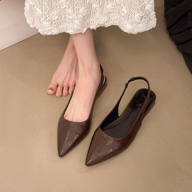 Damen Slingback Pumps aus glänzendem Material Shopnory