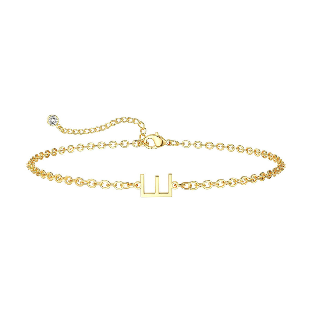 Damen Fußkettchen mit personalisiertem Anfangsbuchstaben und funkelndem Zirkonia-Detail Shop Nory