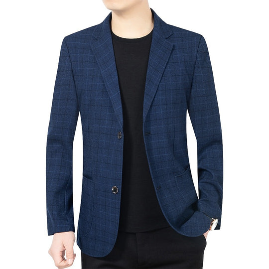 Herren Karierter halbstrukturierter Casual-Blazer aus Wollmix mit aufgesetzten Taschen Shop Nory