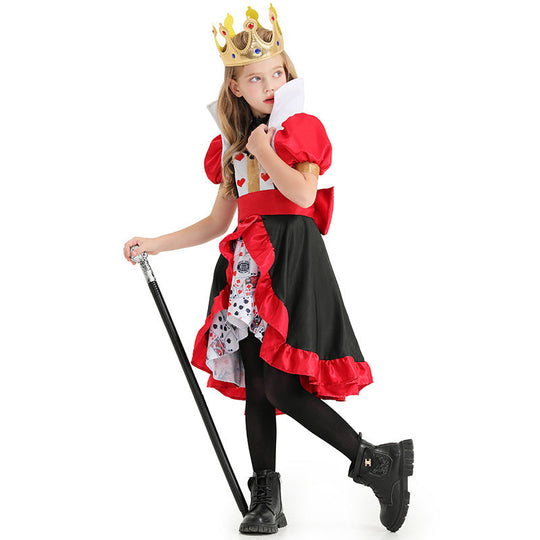 Mädchen Kostüm als königliche Herz-Dame mit Rüschen und detailliertem Zubehör Shop Nory