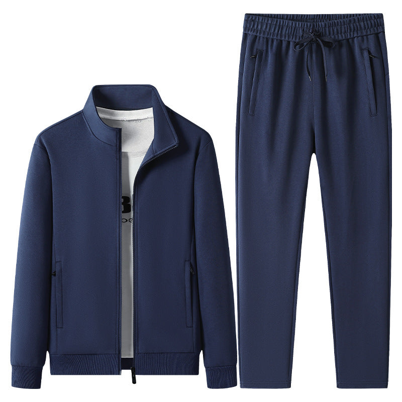 Herren Jogginganzug-Set aus Baumwollmix mit Stehkragen Reißverschlussjacke und Kordelbundhose Shop Nory