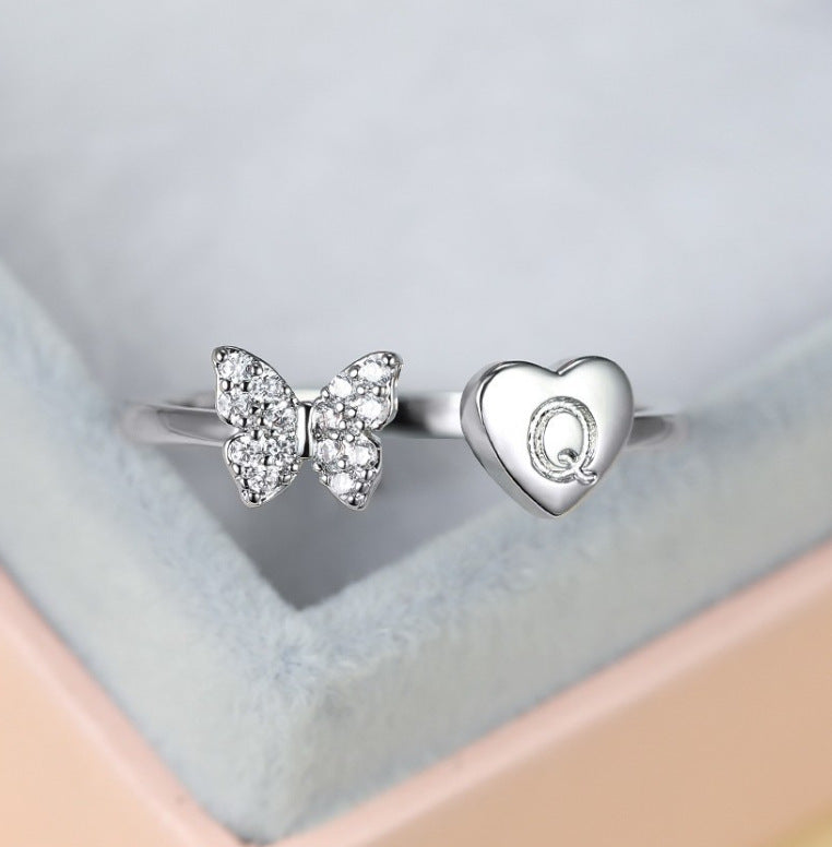 Damen Ring mit Schmetterlingsdesign und Herzmotiv Shop Nory