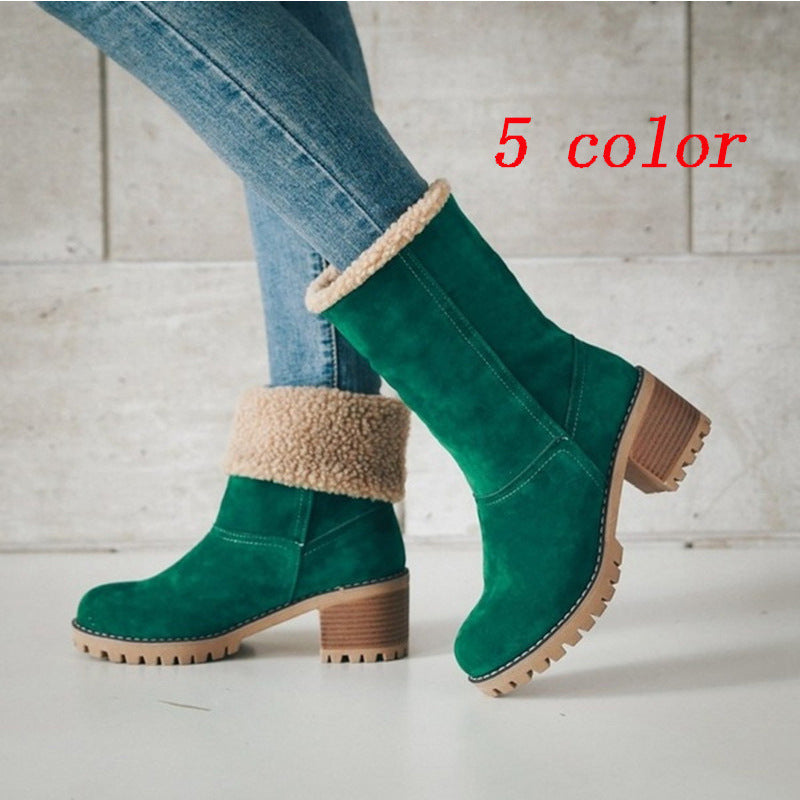 Damen Winterstiefel mit kuscheligem Kunstfellkragen und robustem Sohlenprofil