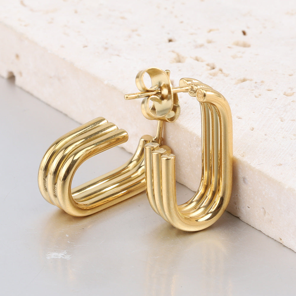 Damen Modernes geometrisches Hoops-Design Ohrstecker Shop Nory