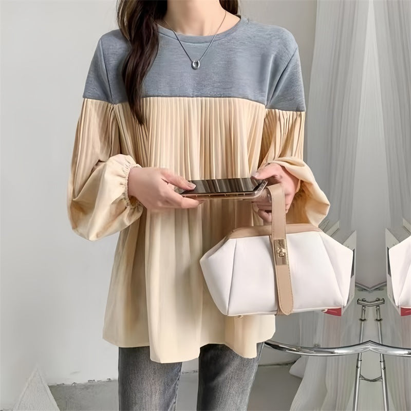 Damen Elegante Plissée-Tunika mit Volumenärmeln und geraffter Brustpartie Shop Nory