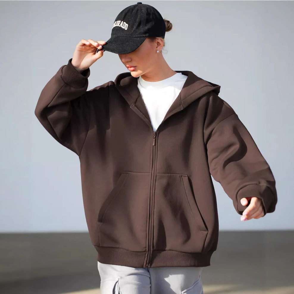 Damen Zip-Hoodie mit lässigem Schnitt und großen Taschen Shopnory