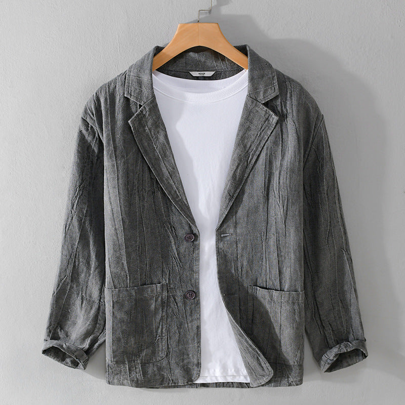 Herren legerer Leinenblazer mit strukturierter Optik und aufgesetzten Taschen Shop Nory