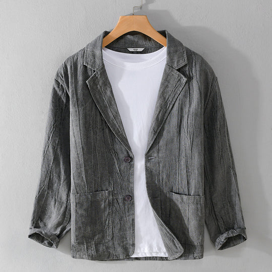 Herren legerer Leinenblazer mit strukturierter Optik und aufgesetzten Taschen Shop Nory
