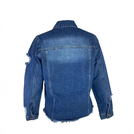 Damen Kurz geschnittene Denim-Jacke im Trucker‑Stil mit Fransenbesatz Shop Nory