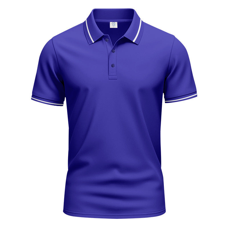 Herren nan atmungsaktives Interlock-Poloshirt mit Kontrast-Tipping, kurzer Knopfleiste und schmaler Silhouette