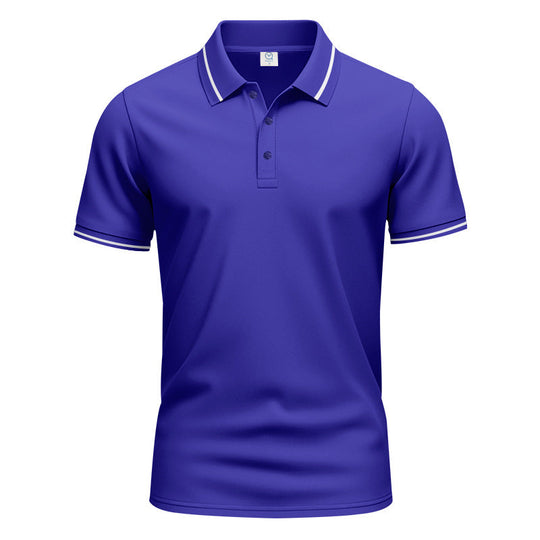 Herren nan atmungsaktives Interlock-Poloshirt mit Kontrast-Tipping, kurzer Knopfleiste und schmaler Silhouette