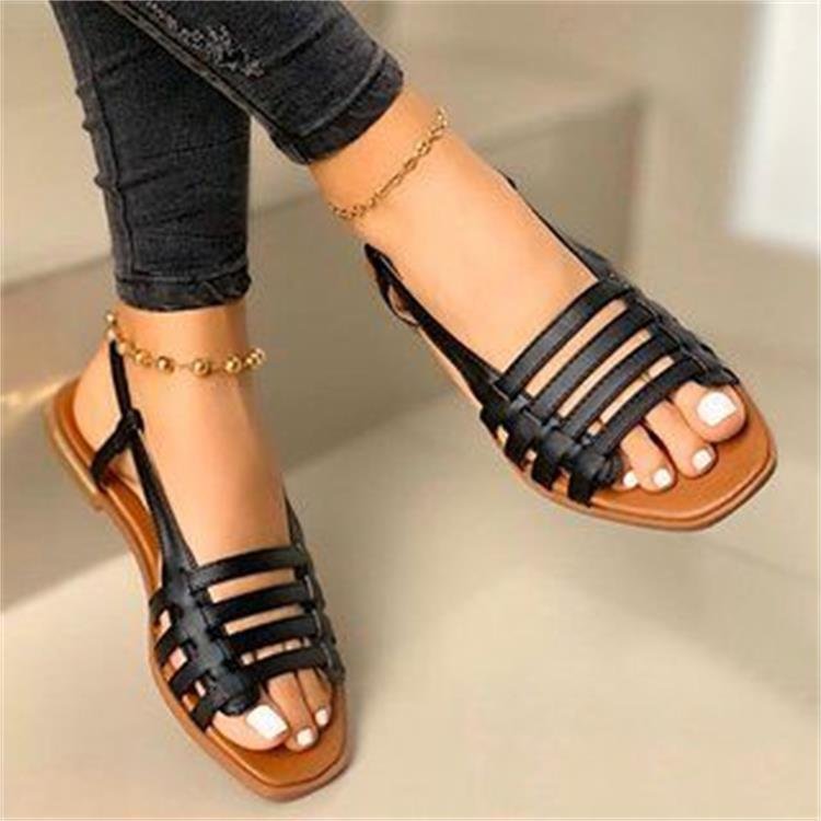 Damen Geflochtene Riemchen‑Slingback‑Sandalen mit quadratischer Zehenpartie und flacher Laufsohle Shop Nory