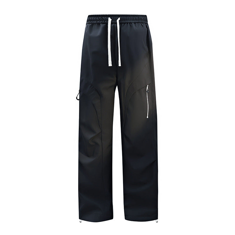 Unisex Wasserabweisende technische Cargo-Hose mit weitem Bein, Reißverschlusstaschen und Kordelzug Shop Nory