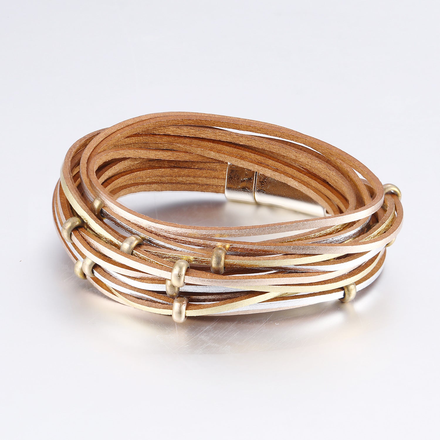Damen Lederarmband mit eleganten Metallelementen Shop Nory