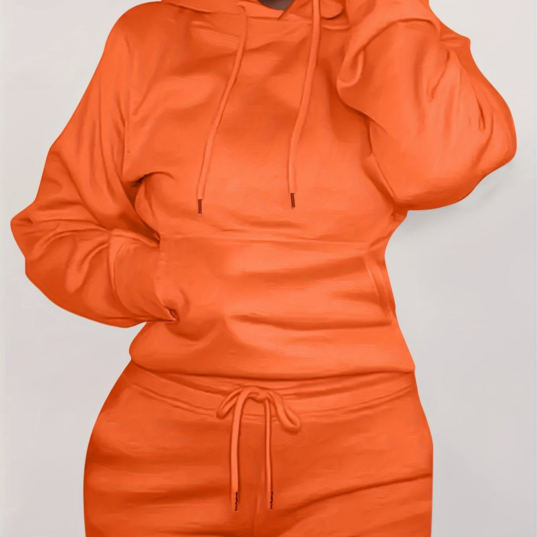 Damen nan figurbetontes Hoodie-und Taillenrock-Set mit Kängurutasche und Tunnelzug Shop Nory