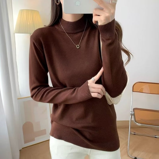 Damen Feiner Langarm-Feinstrickpullover mit schmalem Stehkragen und gerippten Bündchen Shop Nory