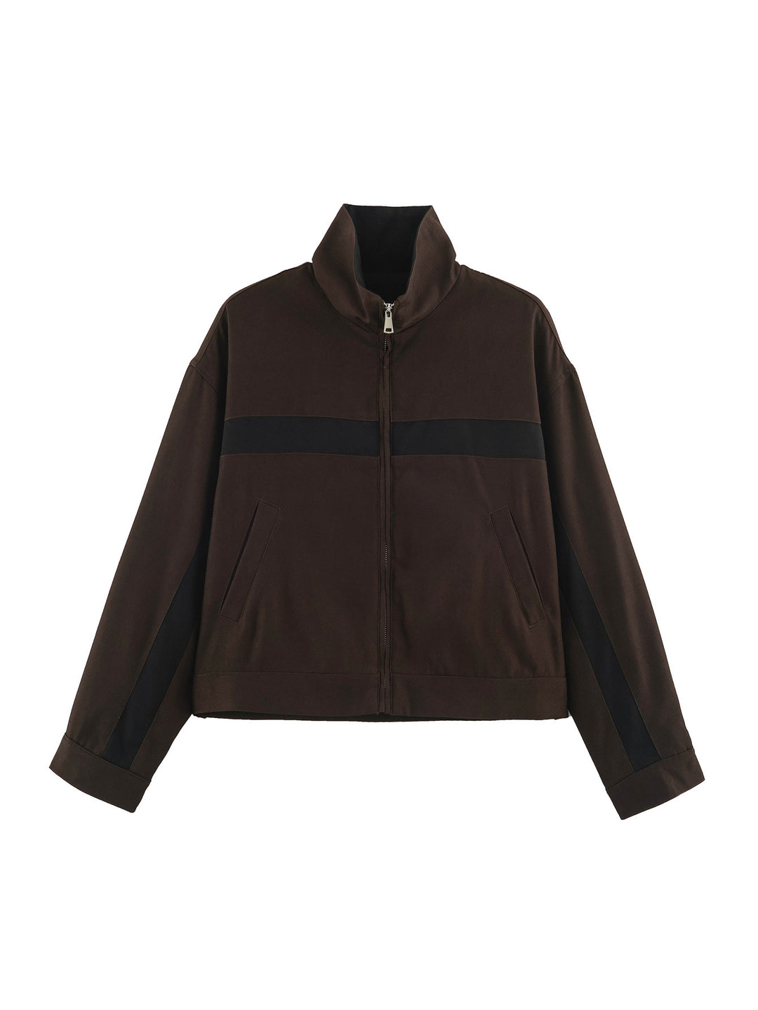 Damen Cropped Trackjacke mit Stehkragen, Reißverschluss und seitlichen Kontraststreifen Shop Nory