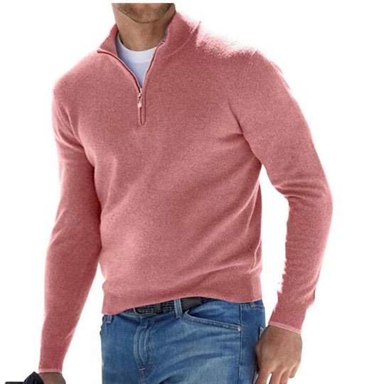 Herren Feiner Strickpullover mit kurzem Reißverschluss und Troyerkragen Shop Nory