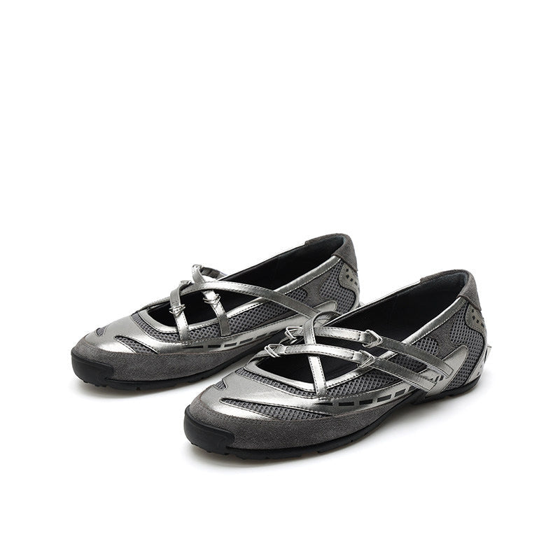 Damen Freizeit-Ballerinas mit atmungsaktivem Obermaterial und flexiblem Riemchen Shopnory