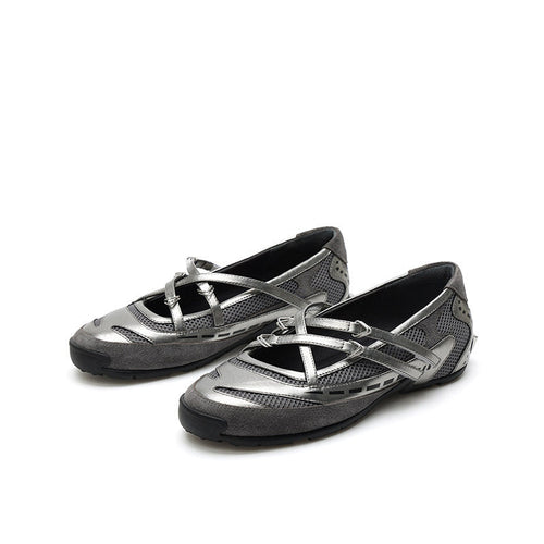 Damen Freizeit-Ballerinas mit atmungsaktivem Obermaterial und flexiblem Riemchen Shopnory
