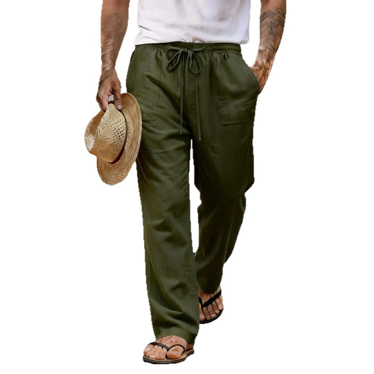 Herren leichte Leinenhose mit elastischem Bund und Kordelzug Shop Nory