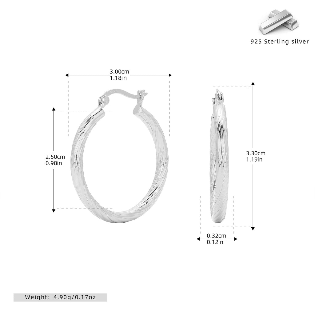Damen Creolen mit elegantem geschwungenem Design aus hochwertigem 925 Sterling Silber Shop Nory