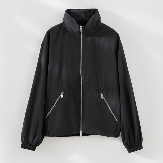 Damen Leichte Nylon-Utility-Jacke mit Stehkragen, Reißverschlusstaschen und elastischem Saum Shop Nory