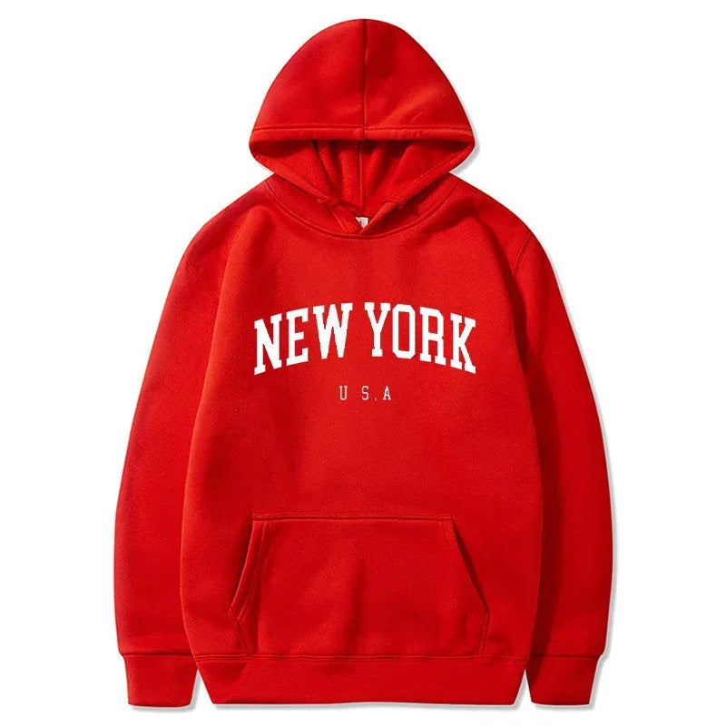 Damen Kapuzenpullover mit modischem New York Print und bequemer Passform