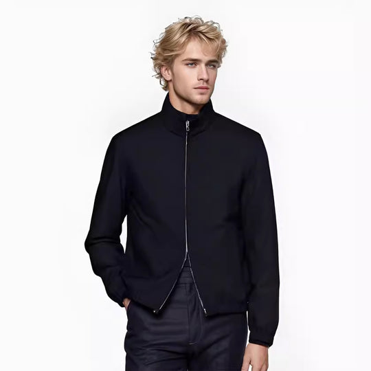 Herren Leichter Windbreaker mit Stehkragen und Zwei-Wege-Reißverschluss Shop Nory