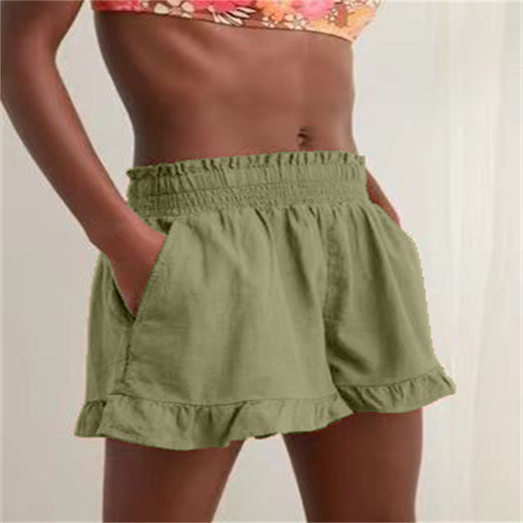 Damen Lockere Shorts mit Volant und Taschen