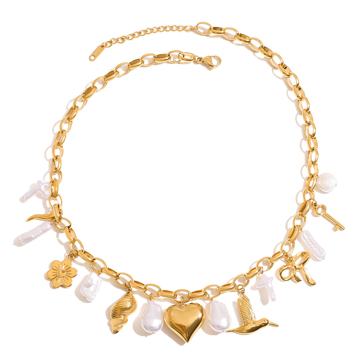 Damenkette mit verspielten Anhängern aus Edelstahl Shop Nory