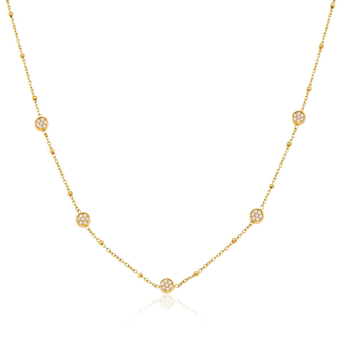 Damen Halskette mit funkelnden Zirkonia und wasserfester Edelstahlverarbeitung Shop Nory