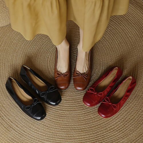 Damen Ballerinas mit elegantem Schleifenakzent aus hochwertigem Leder