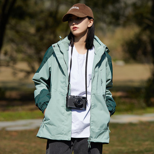 Damen zweilagige Softshell‑Outdoorjacke mit abnehmbarem Fleece‑Innenlayer und Kapuze Shop Nory