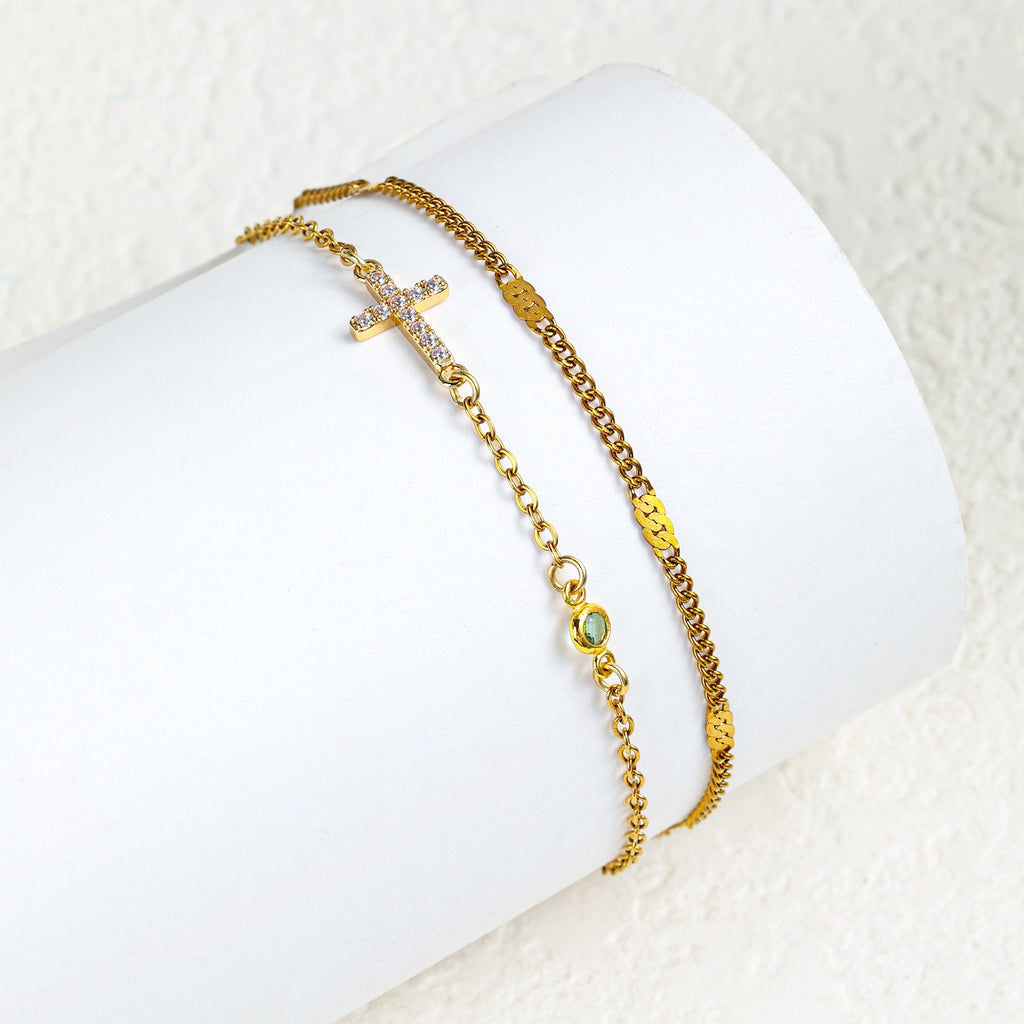 Damenarmband mit christlichem Kreuz und funkelnden Strasssteinen Shop Nory