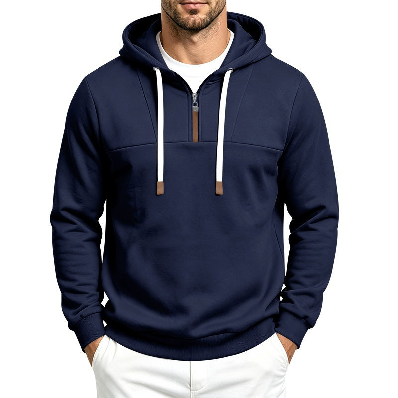 Herren Moderner Halbzip-Hoodie aus French Terry mit Zierriegel und Kordelzug Shop Nory