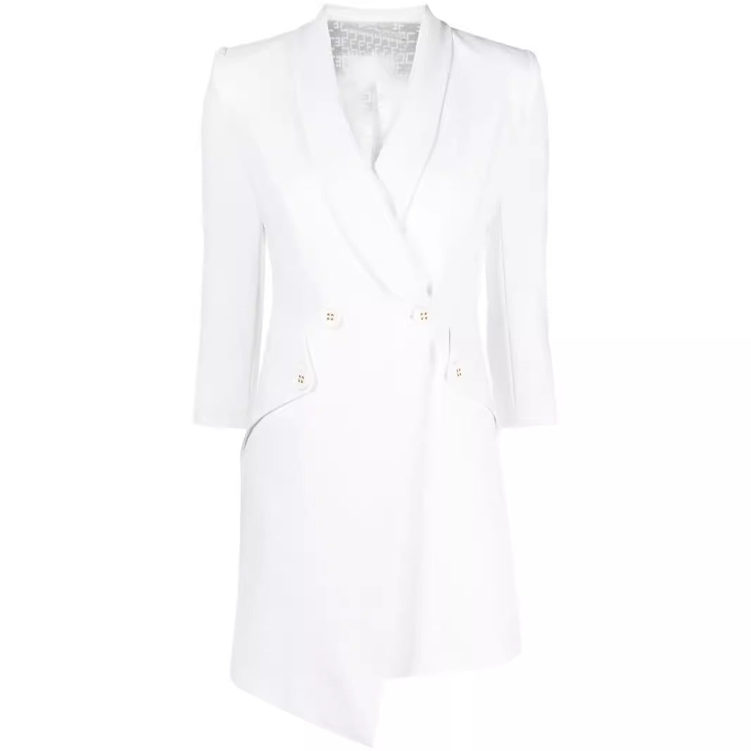 Damen Tailliertes Blazerkleid mit asymmetrischem Saum und 3/4-Ärmeln Shop Nory