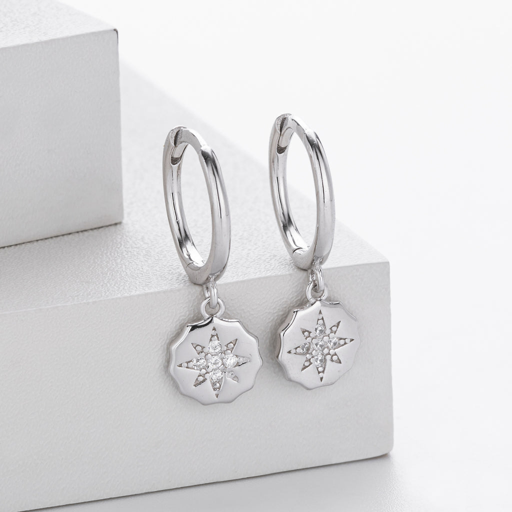 Damen Ohrhänger mit funkelndem Zirkon-Sternanhänger aus 925 Sterling Silber Shop Nory
