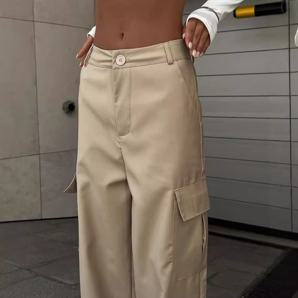 Damen Weite High-Waist Cargo-Hose mit Oversized-Silhouette und Klappentaschen Shop Nory