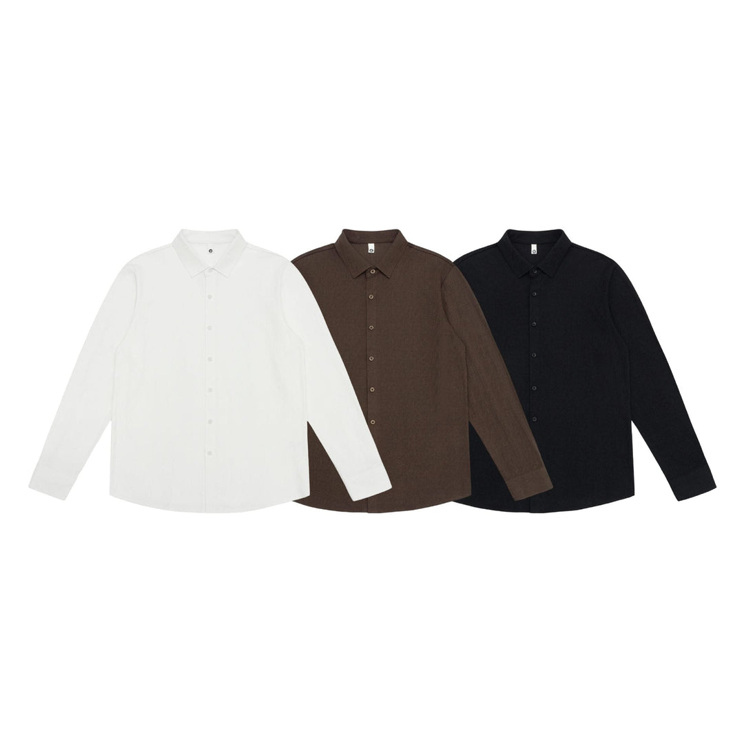Herren Feines Baumwoll-Twill Hemdjacken‑Style mit Kentkragen und abgerundetem Saum Shop Nory