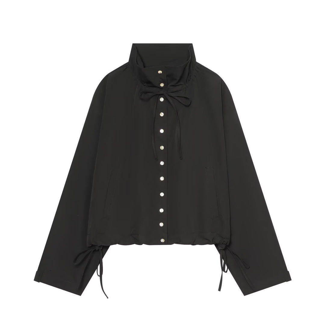 Damen Gekürzte Oversize-Utility-Jacke mit Stehkragen und Kordelzug Shop Nory