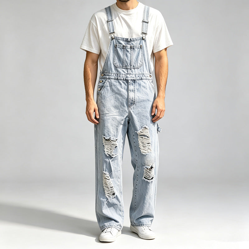 Herren Lässige Ripped Latzhose Shop Nory