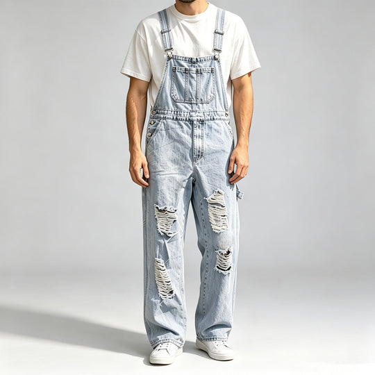 Herren Lässige Ripped Latzhose Shop Nory