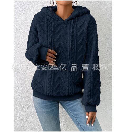 Damen nan kuscheliger Kapuzenpullover mit Zopfmuster Eingrifftaschen und Rippbündchen Shop Nory