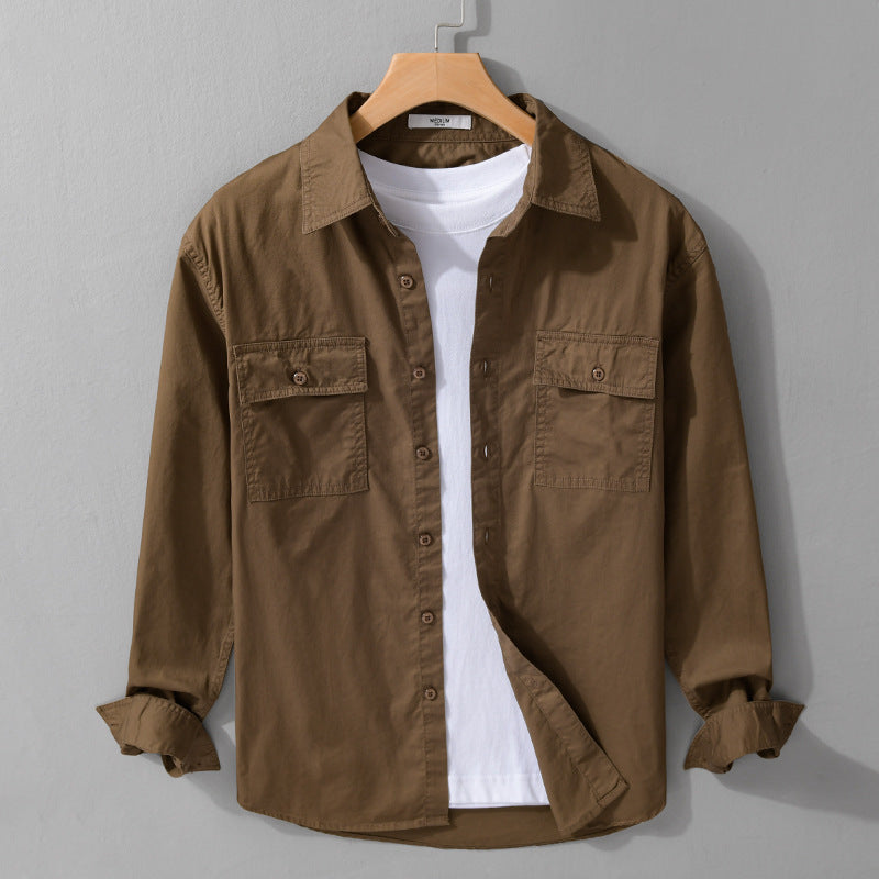 Herren Pflegeleichtes Baumwoll-Utility-Overshirt mit Doppel‑Brusttaschen und entspanntem Saum Shop Nory