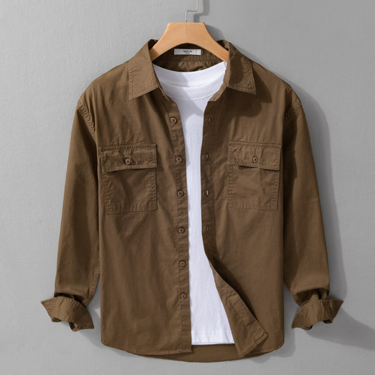 Herren Pflegeleichtes Baumwoll-Utility-Overshirt mit Doppel‑Brusttaschen und entspanntem Saum Shop Nory