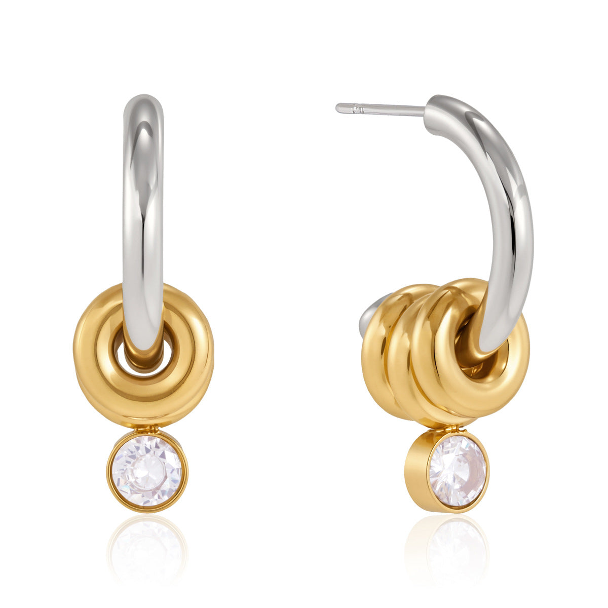 Damen Ohrhänger mit verspieltem Spiral-Design und funkelndem Kristall Shop Nory
