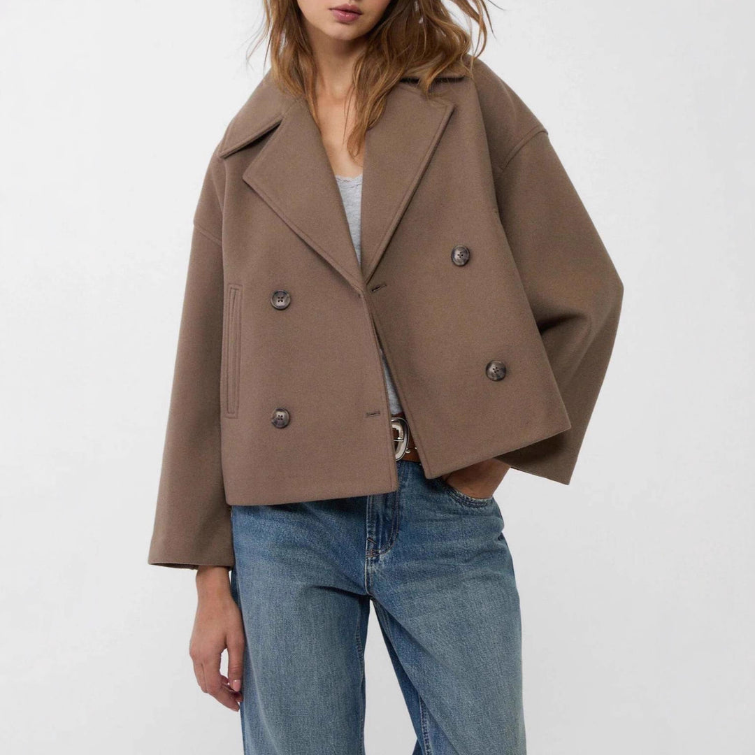Damen Modische Kurzjacke mit doppelter Knopfleiste