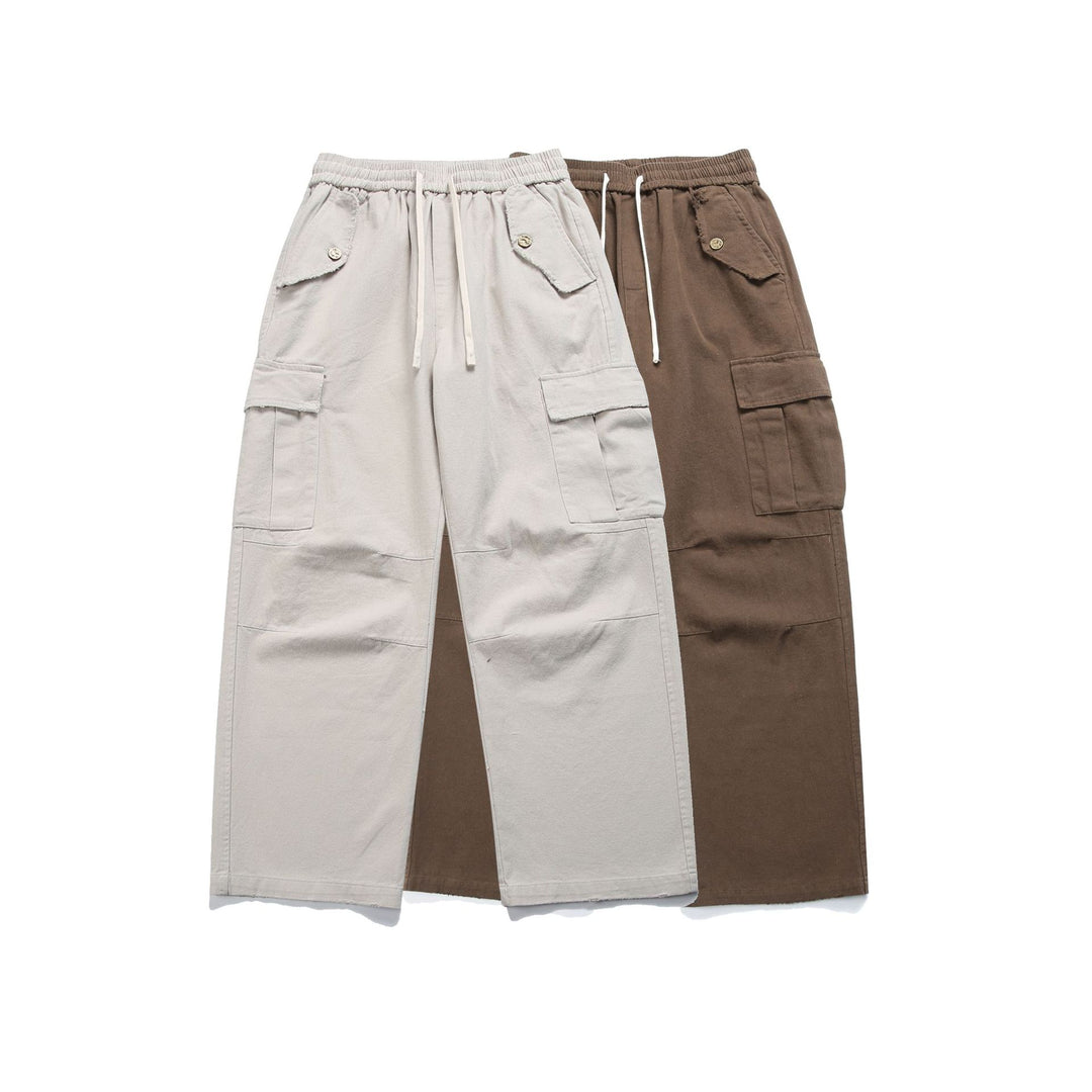 Damen High‑Waist Cargo‑Hose mit weitem Bein, elastischem Bund und Pattentaschen Shop Nory